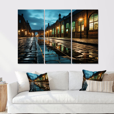 Turquoise, crépuscule, photographie industrielle - usines, ensemble de salon d'art mural