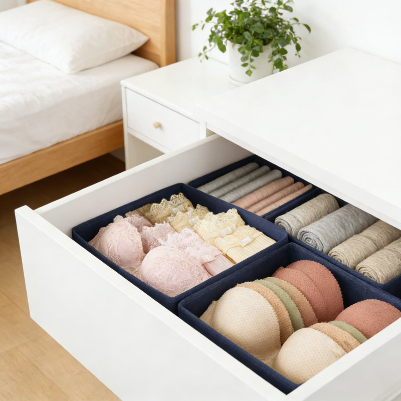 Drawer Organizers Set Of 12, Fabric Drawer Dividers And Closet Storage Bins, Foldable Dresser Organizers For Clothing, Baby Clothes, Socks, Underwear, And Accessories