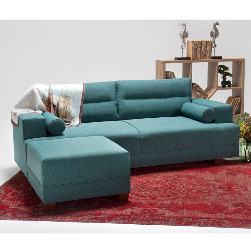 Canapé modulaire faisant face à la gauche de 82,7 po Gymoty, 100 % polyester turquoise