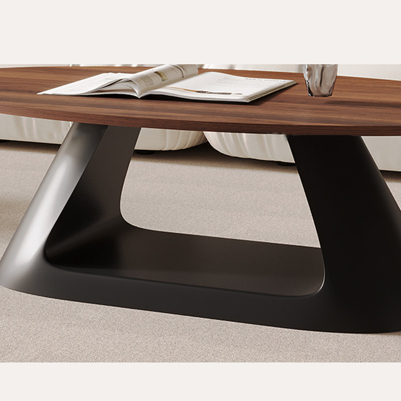 Simple Style Coffee Table with Round, 15.74" H x 51.18" L x 27.55" W, Brown/Black