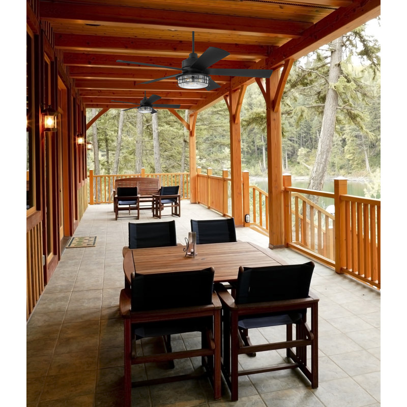56'' Ceiling Fan with Light Kit, Flat Black