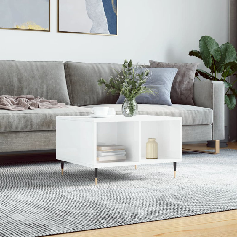 Miria Coffee Table with Storage, High Gloss White