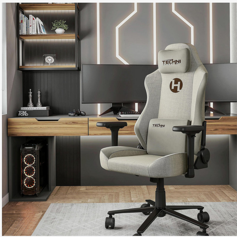 Sport F65C Fabric Memory Foam Gaming Chair – Beige, Beige