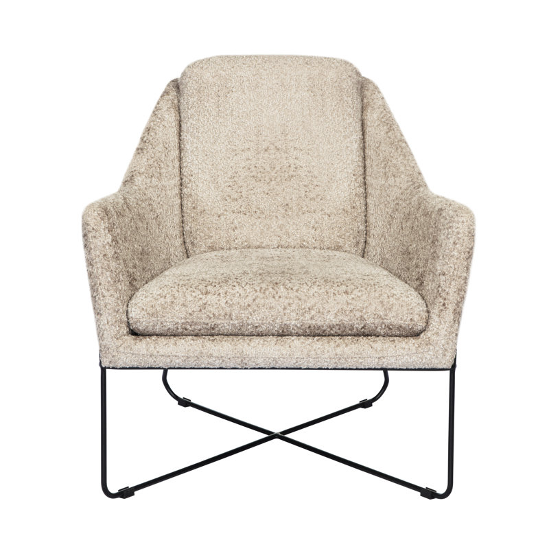 Recie Lounge Chair With Toughened Iron Frame, Beige Linen