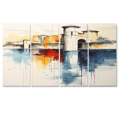 «Old Architecture South of France - City Buildings», ensemble de 4 décorations murales