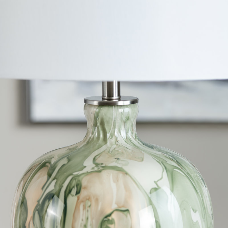 Lampe de table Ashwina, Vert / doré / crème
