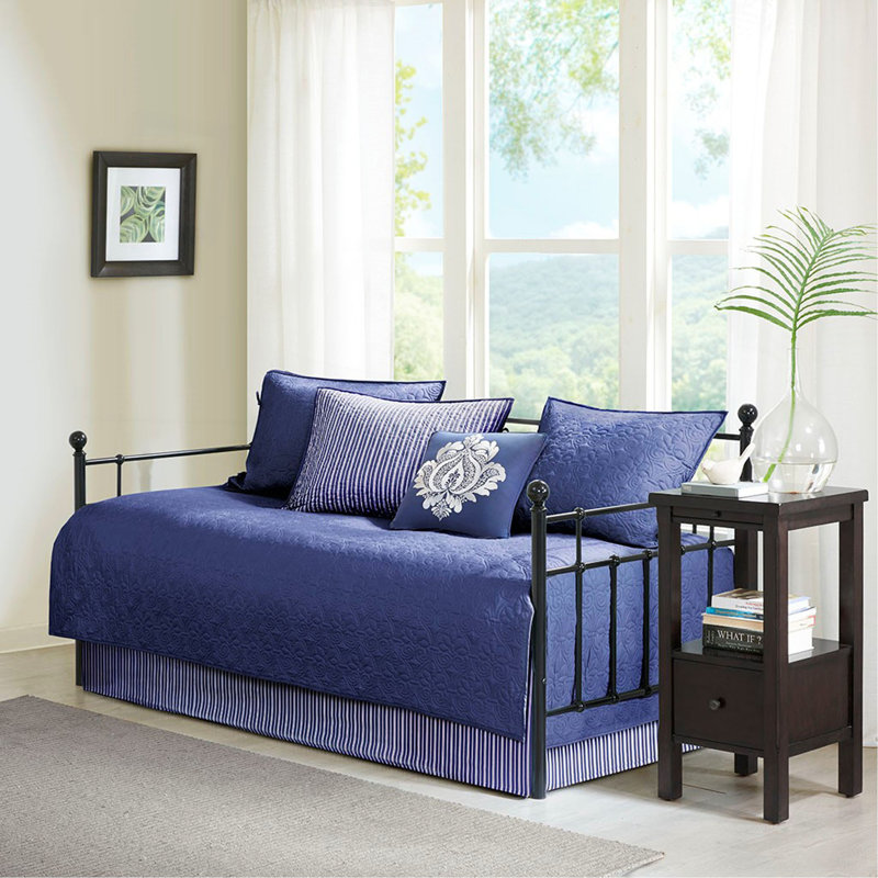 6 Piece Reversible Daybed Cover Set  Daybed, Navy, Daybed Coverlet + 5 Additional Pieces