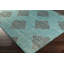 Tapis bleu sarcelle / gris en laine noué à la main Adnan-1548300310