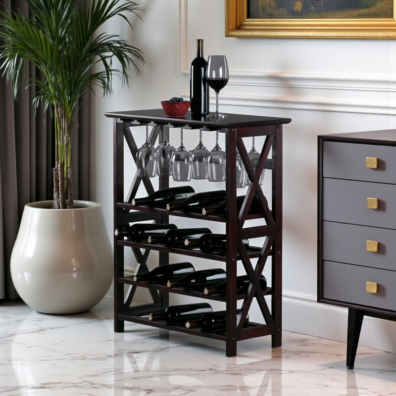 Bathurst 24 Bottle Wine Bottle & Glass Rack in Espresso
