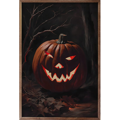 «Haunted Pumpkin At Night» sur bois