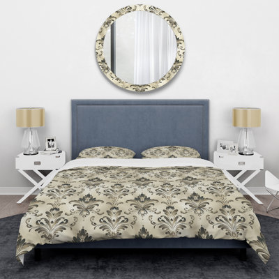 Brown Beige Damask Glam Patten III - Glam Duvet Cover Set