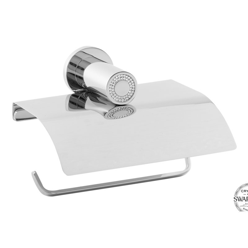 Porte-papier hygiénique mural avec cristal swarovski couvercle Muse Diamond, Chrome