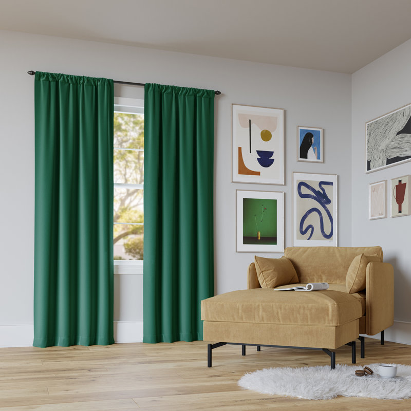 Rianna Theater Grade Extreme 100% Blackout Rod Pocket Curtain Panel, Malachite Green, 40" W x 84" L