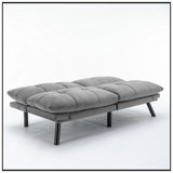 Cream Convertible Folding Modern Sofa Bed With Adjustable Armrest And Backrest For Small Spaces