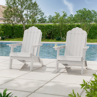Chaise Adirondack pliante en PEHD robuste, capacité 350 lb, chaise Adirondack d'extérieur avec porte-gobelet pour patio, pelouse et balcon