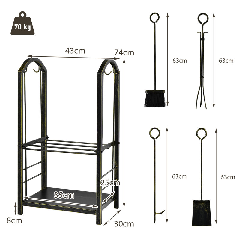 Bintou 43cm W Metal Log Rack