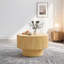 Table basse ronde 29,53 po avec panneau rainuré et rangement caché, finition naturelle