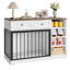 Meuble de 47 po avec cage pour chien de 47 po, table de bout avec 2 tiroirs et 4 tablettes, grande cage intérieure en bois robuste pour animaux-815347979