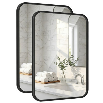 Modern Metal Frame Tempered Glass Wall  Mirrors,  Bathroom Vanity Mirror Set