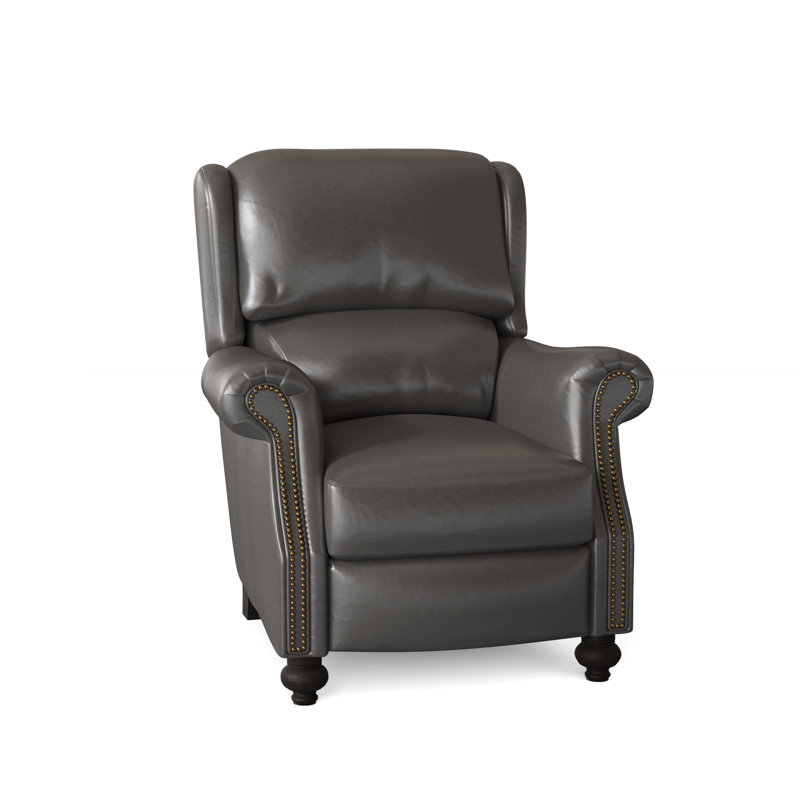 Bancroft Recliner, Aline Fumo Genuine Leather, Cobblestone, French Natural