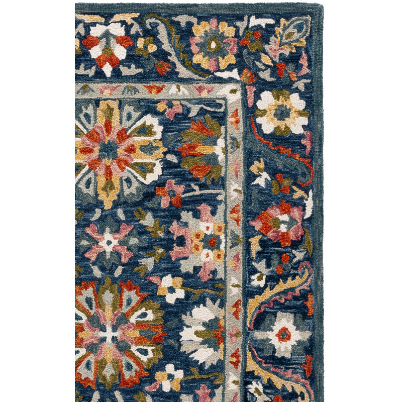Oriental Hand Tufted Wool/Cotton Area Rug in Green/Blue/Orange/Yellow/Pink/Ivory, Rectangle 6' x 9'