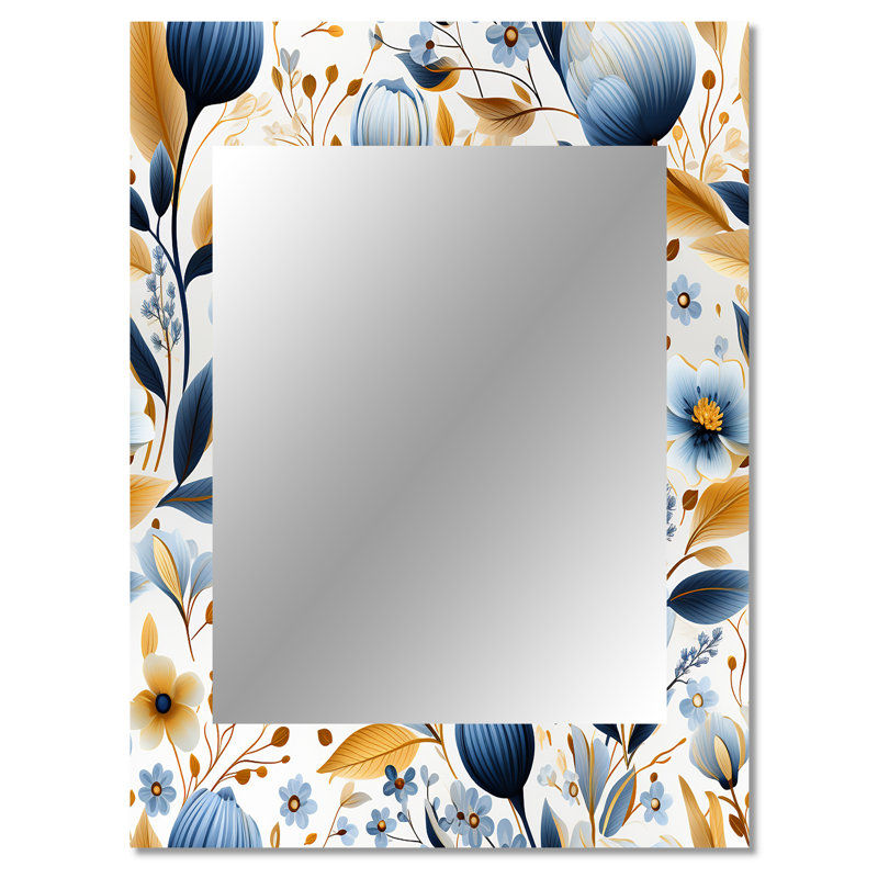 Motif floral artistique Norwich - miroir mural décoratif floral, 40 po x 30 po