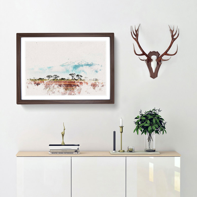 Mount Kilimanjaro in Tanzania - Framed Print, Walnut Framed, 33cm H x 45cm W x 2cm D