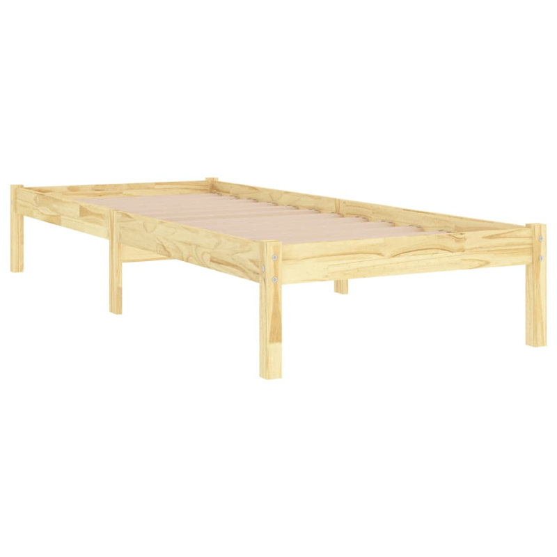Bed Frame Solid Wood, natural, 135 x 190cm