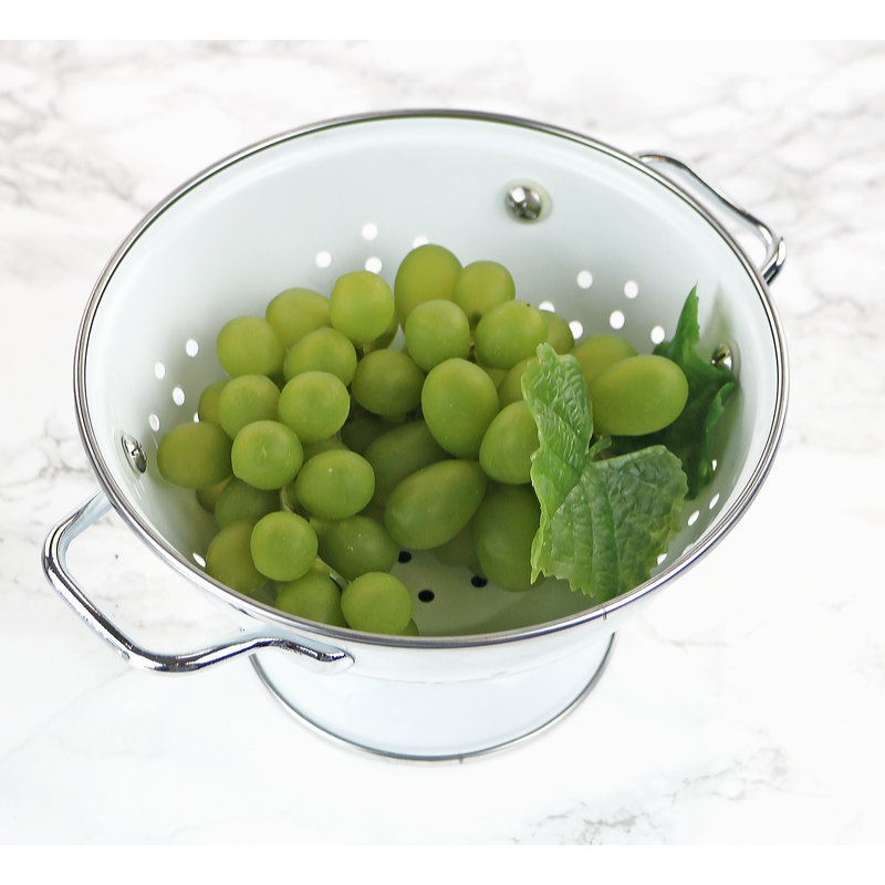 Prep & Savour Adame Steel Colander, White, 5 QT