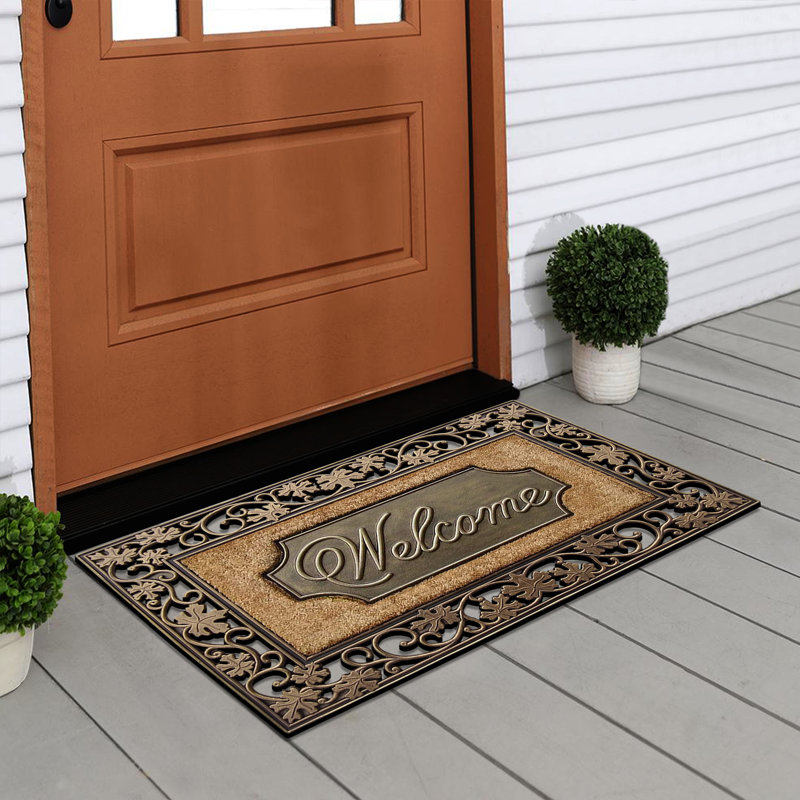 Paillasson "Welcome" antidérapant Onalaska Natural, H 1 po x l 18 po x P 30 po, Brun / Beige