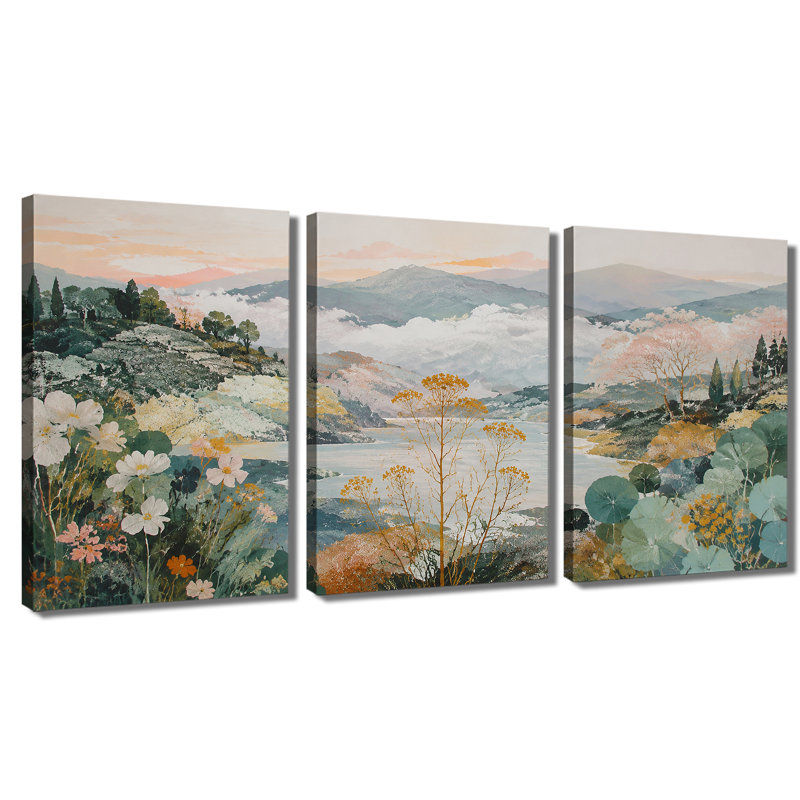 Impression sur toile à 3 panneaux muraux colorés, 16 * 24 pouces * 3