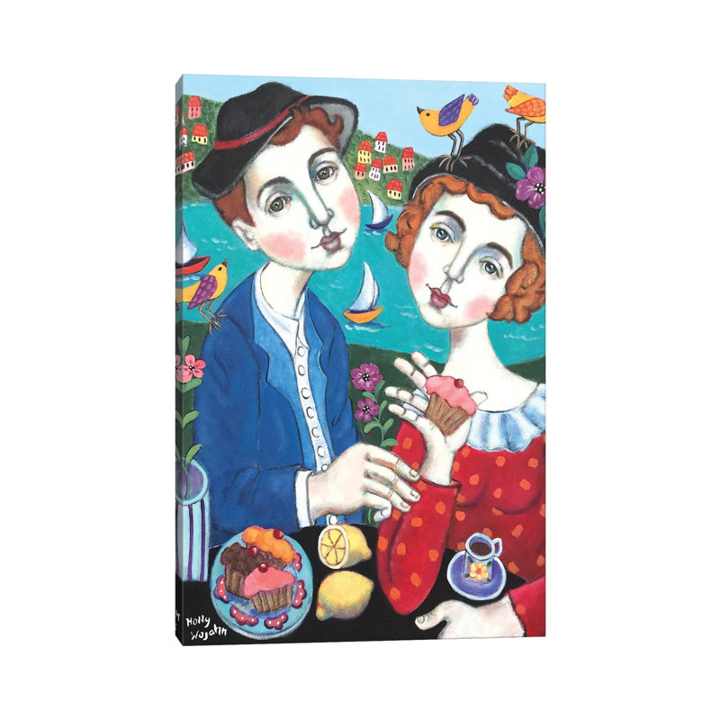 Couple With Cakes 1 Piece Wrapped Canvas Wall Art, 12" H x 8" W, Wrapped Canvas