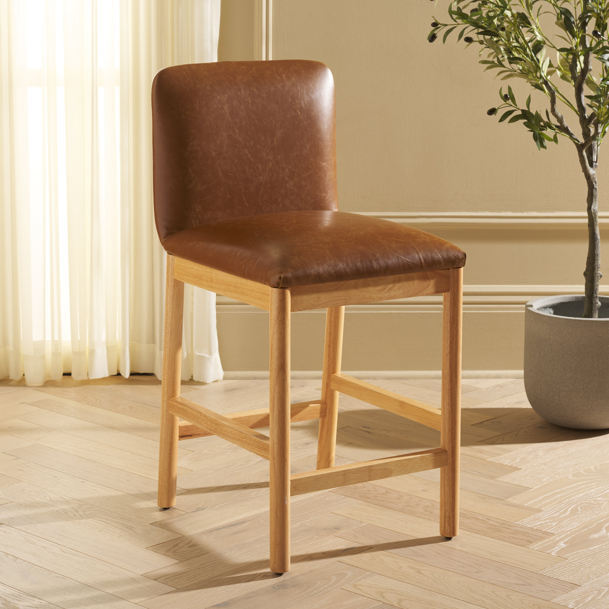 Madsen Vegan Leather Counter Stool - Thumbnail 3