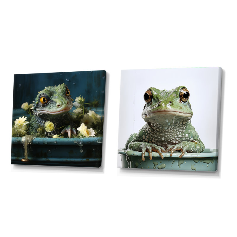 Geckos de salle de bain - Soak, H 16 po x l 33 po, Toile tendue