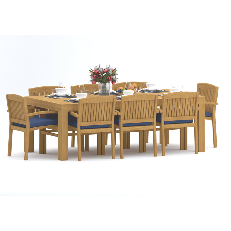 Wave Outdoor 9 - Piece Teak Dining Set
