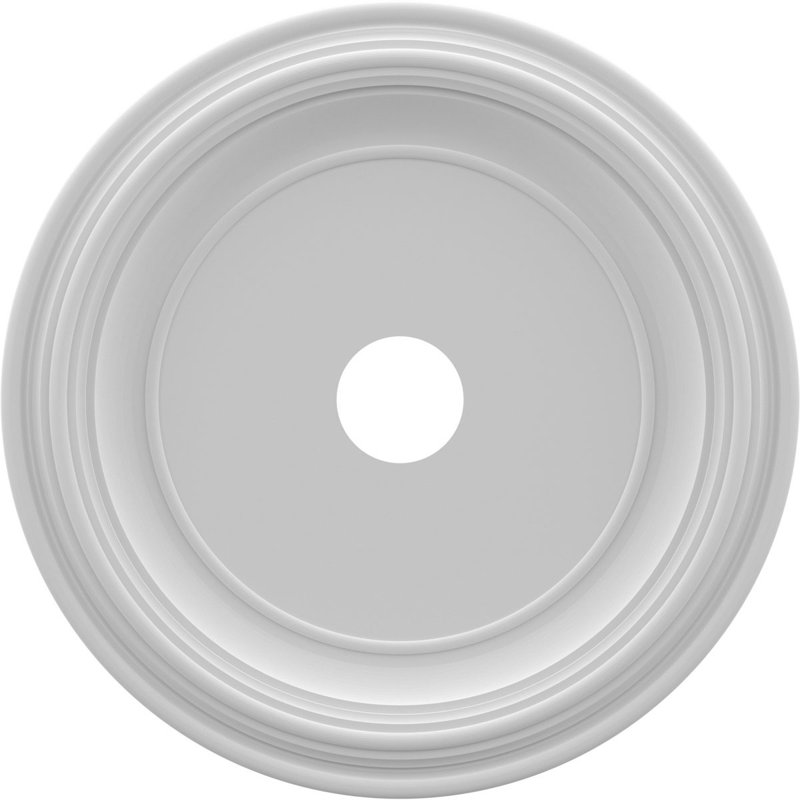 Médaillon traditionnel en PVC thermoformé pour plafond, H 22 po x l 22 po x P 1,5 po, Blanc