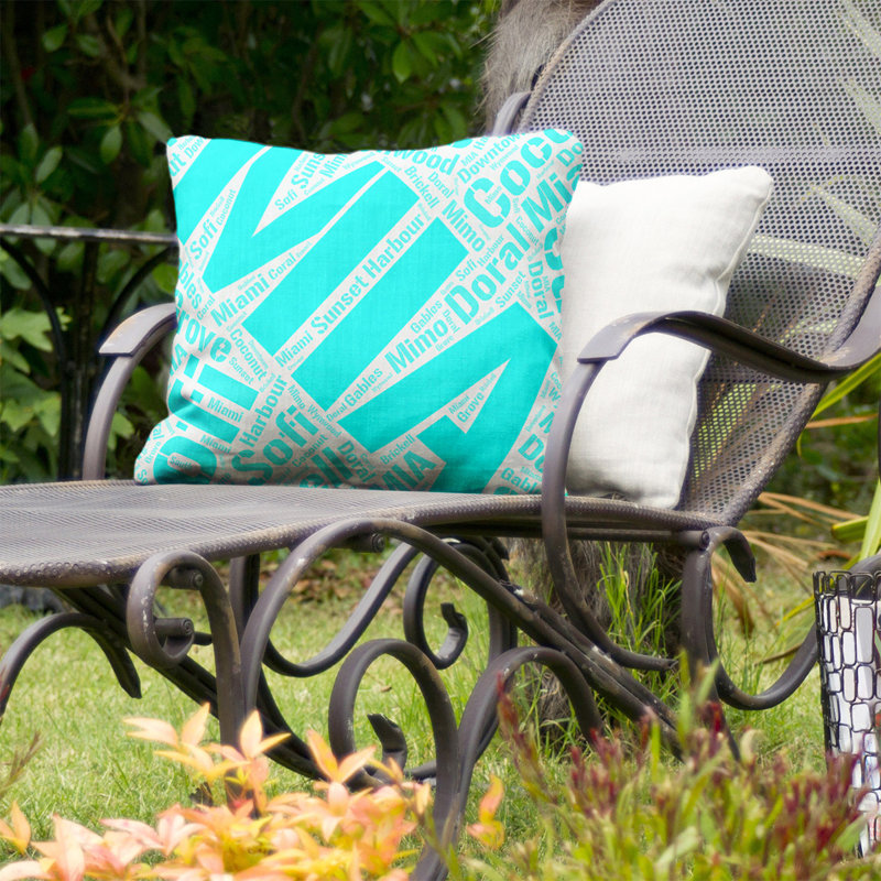 Coussin intérieur / extérieur Miami, Non, Cyan, H 20 po x l 20 po