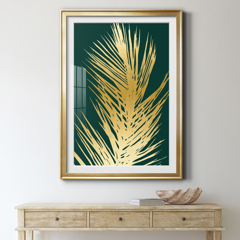 Emerald Palm III - Impression de cadre photo sur papier, H 26,5 po x l 36,5 po x P 1,5 po, Doré