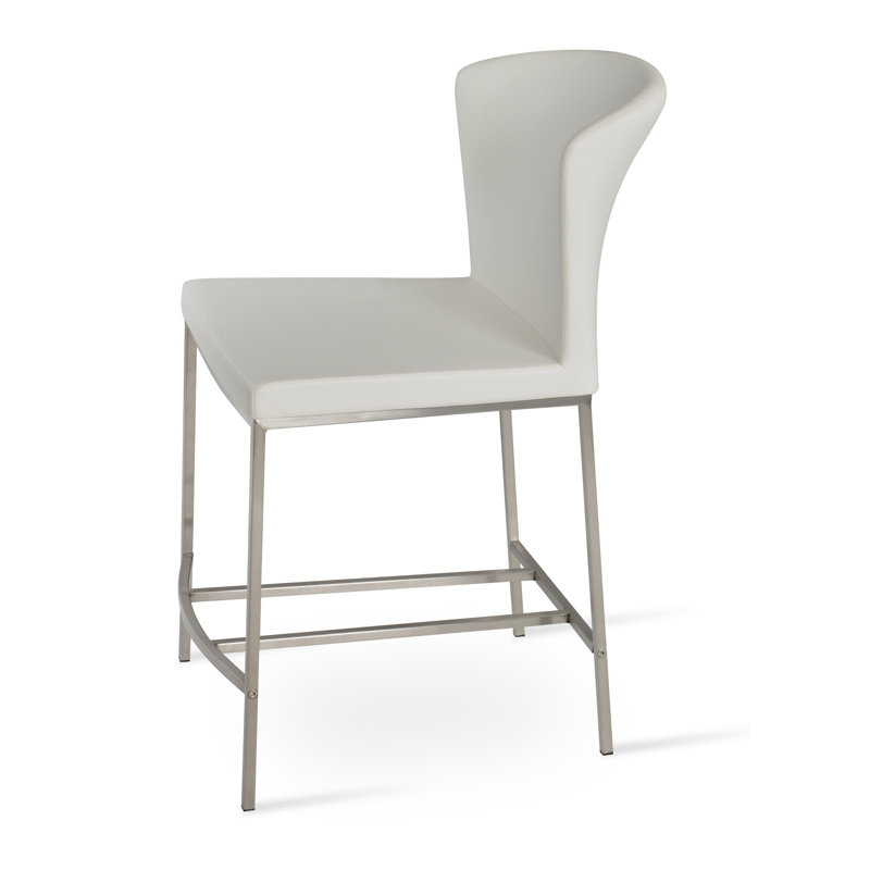 Tabouret de comptoir Capri, Similicuir blanc