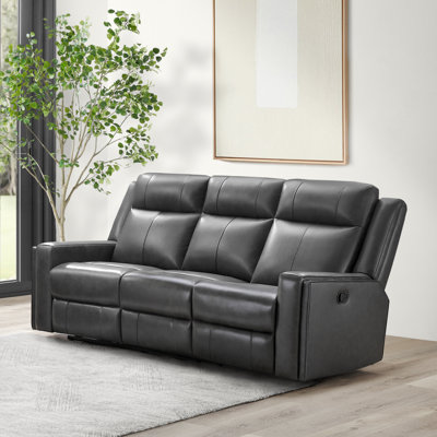 Canapé inclinable à accoudoirs carrés en cuir véritable de 81,5 po Ashlley
