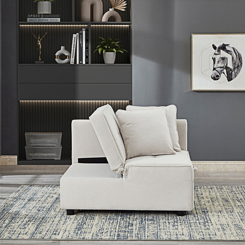 Chaise convertible 4 en 1, Polyester beige