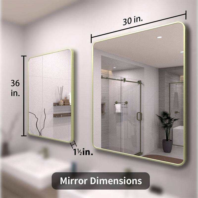 Miroir de salle de bain mural Lucha, 30 po x 36 po, Vert matcha