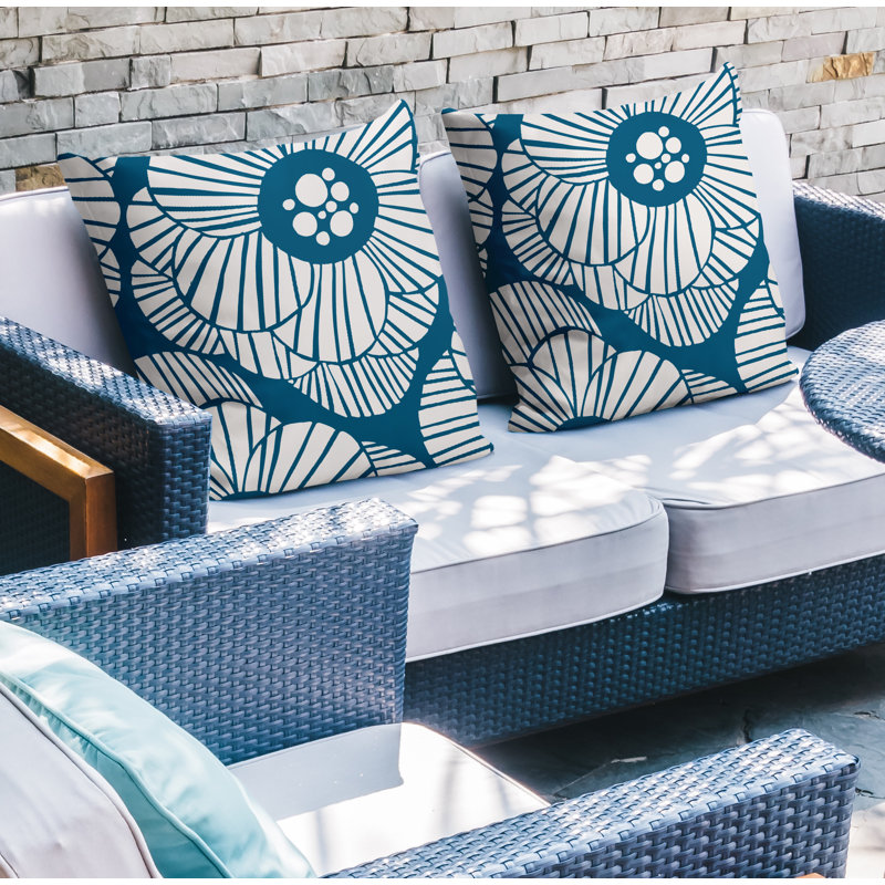 Housse et insert de coussin décoratif intérieur / extérieur en mélange de polyester, L 17 po x H 17 po, Turquoise