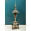 Lampe paon en laiton (Annam) faite à la main de 24 pouces avec plomb - Temple Diya de Multiwick South, lampe rituelle à deux niveaux avec motifs de perroquets et d'éléphants