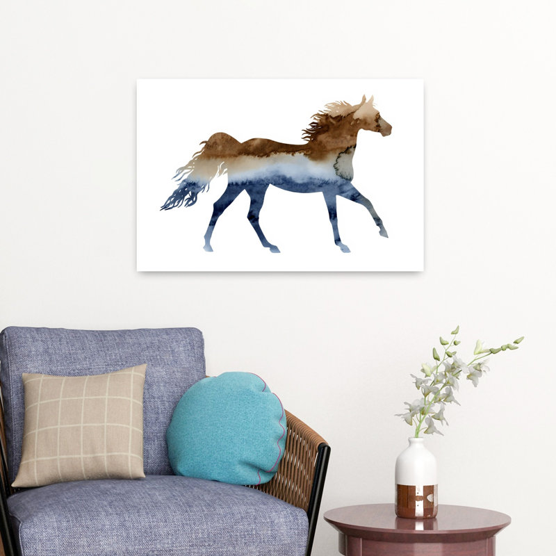Art abstrait cheval contemporain, 16" H x 24" W