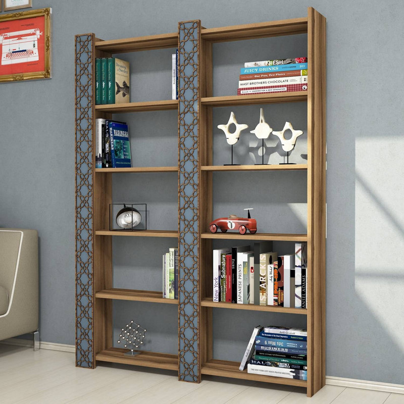 Alizeh 170cm H Standard Bookcase, Walnut/Chalcedony