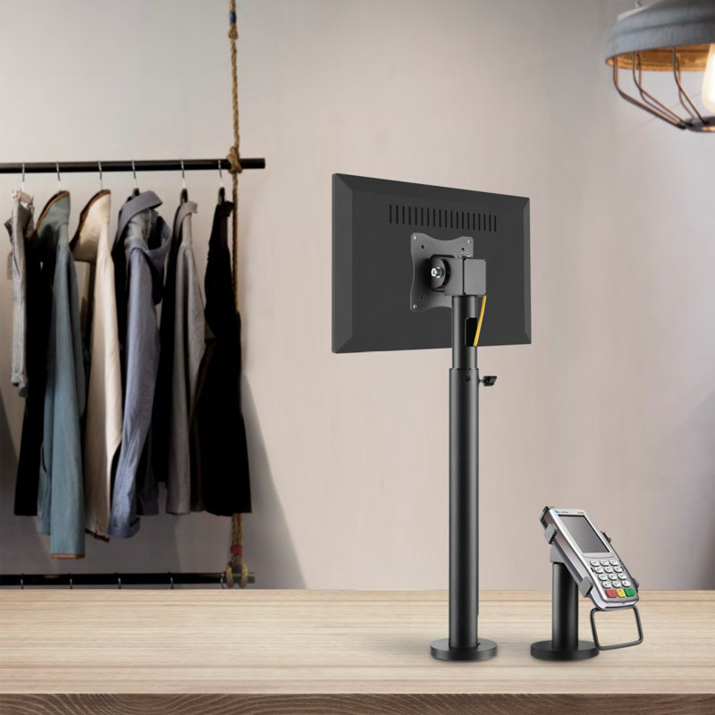 Black Adjustable POS Monitor Mount with Cable Management