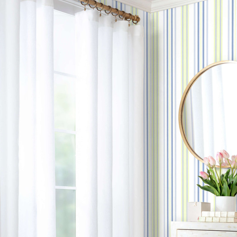 Chloe Stripe Wallpaper, White/Blue
