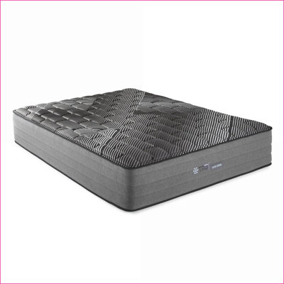 Matelas | Très grand matelas matelassé ferme de 14 po avec housse Ice Cool et mousse de gel de cuivre | Mousse + ressort | Noir