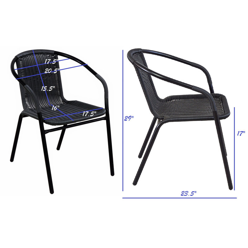 Fauteuil de patio empilable Mariyha, Noir